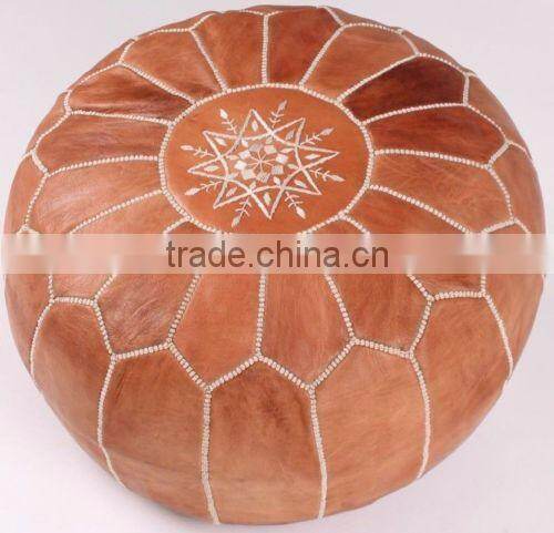 Luxury Custom Logo Moroccan Leather Ottoman