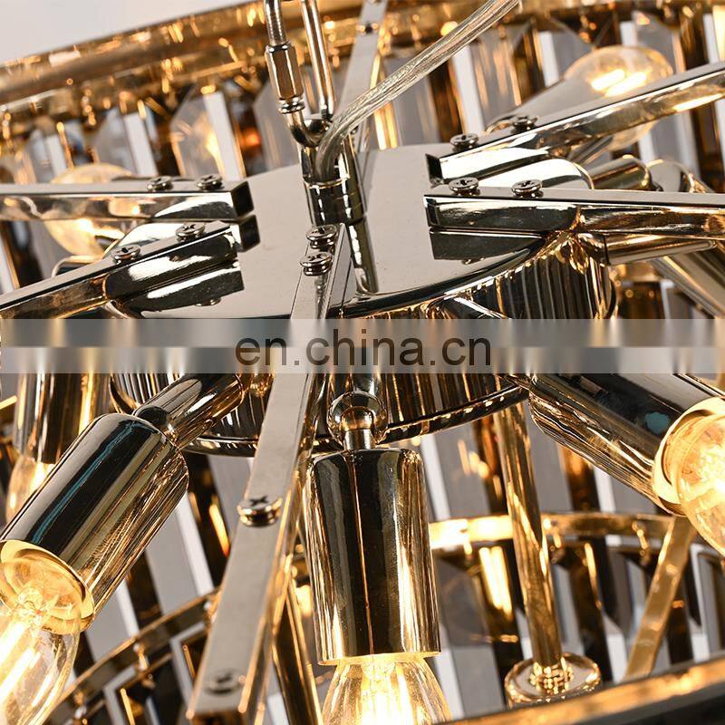 Postmodern K9 Copper Crystal Chandelier Simple Creative Livingroom For Pendant Light