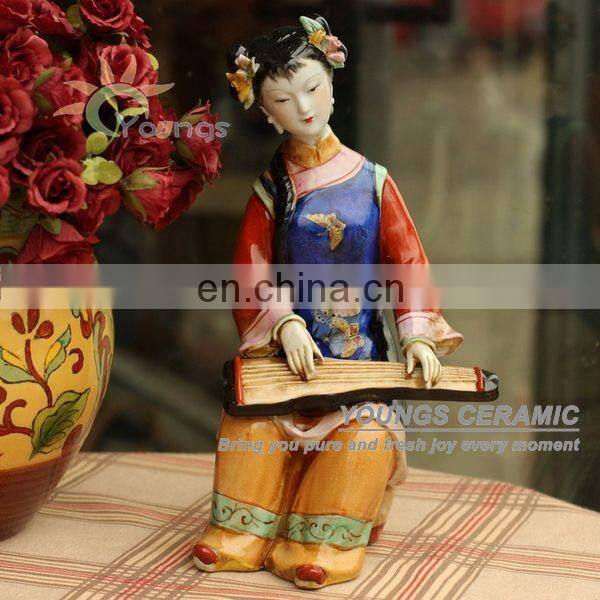 Chinese Hand Maded Ceramic Antique Colorful Porcelain Figure Statues