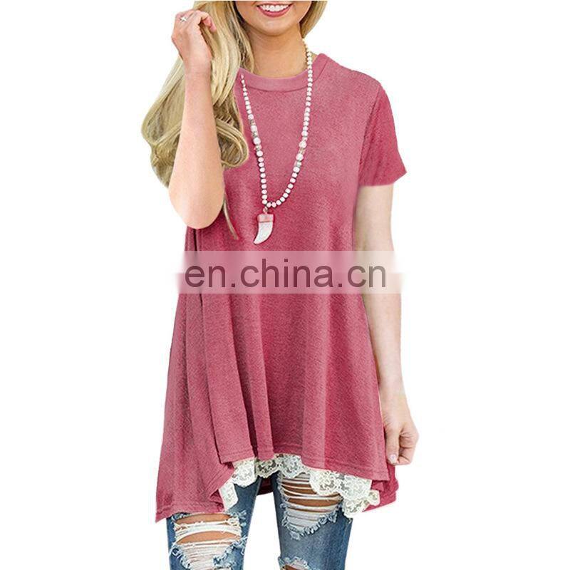 Factory Outlet 2021 Christmas Plus Size Women's Top Stitching New European and American Lace Long Sleeve Fat MM Casual Wear