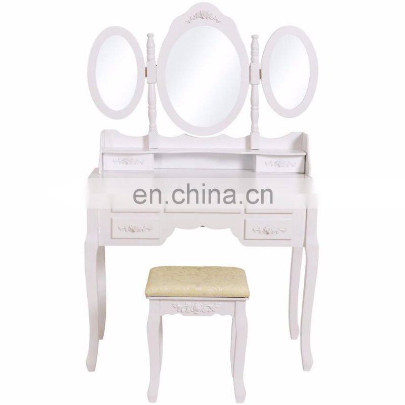 Factory wooden mirrored dressing table designs mirror with drawer morden makeup dresser