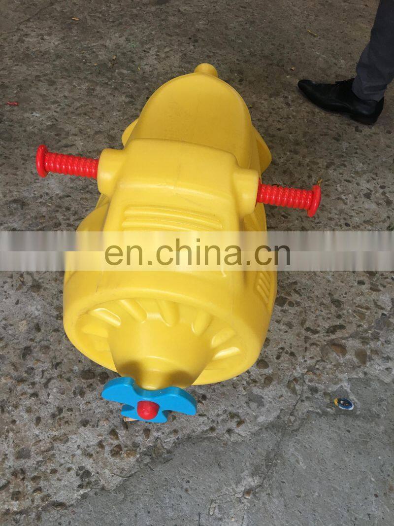 Kids cartoon ride on toy outdoor playground equipment rides orange duck plastic spring rocking horse for sale