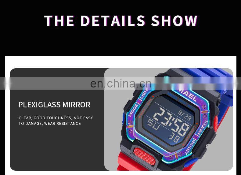 SMAEL 8059 Digital Watch Men Sports Waterproof Stopwatch Alarm Clock Rubber Strap Military Wristwatches Watches Led Digital