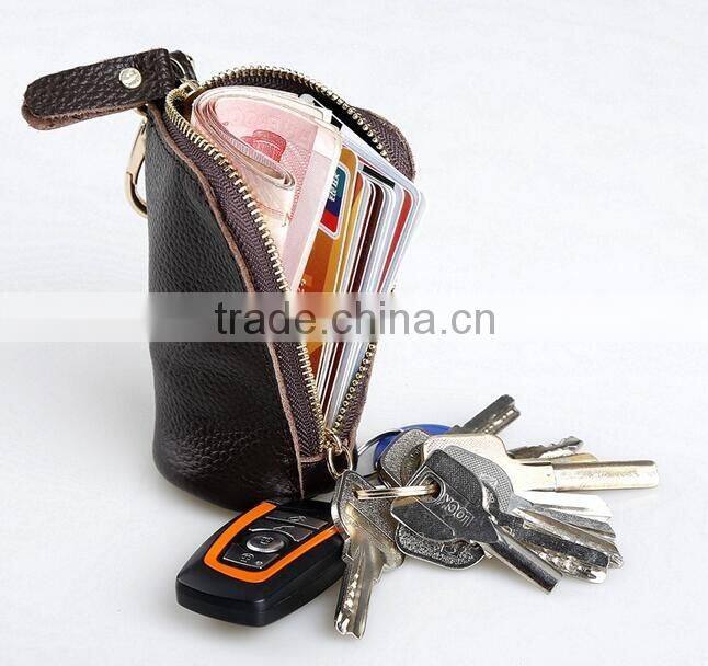 Handmade retro cowide leather key holder for men unisex key case leather coin purse