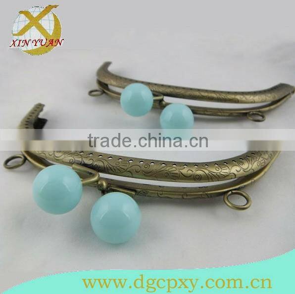 New fashion large blue candy head metal beaded frames for coin purse