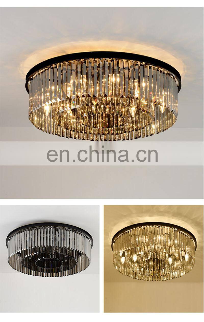 2022 Newest Design big black round luxury asfour pendant lamp restaurant living room classic crystal chandeliers ceiling