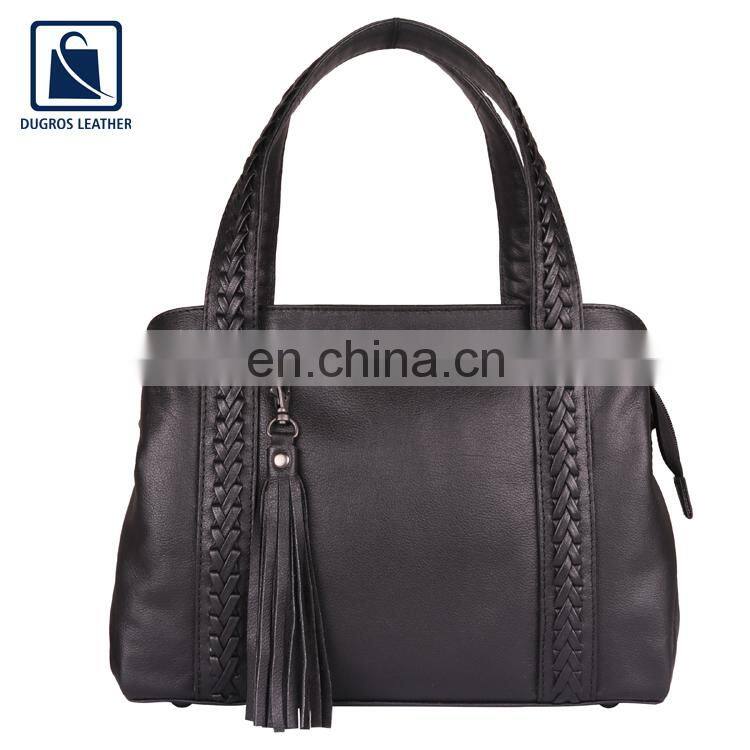 Luxury Pattern Top Selling Eye Catching Design and Zip Closure Type Stylish Women Genuine Leather Handbag