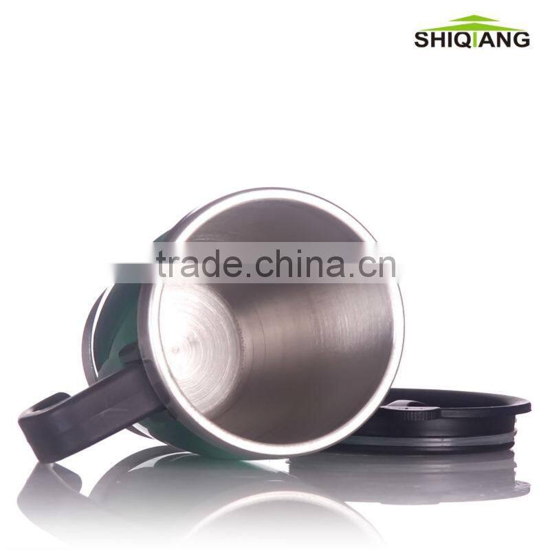14oz double wall stainless steel travel auto coffee mug with handle