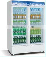 Transparent Double door display refrigerator with lightbox CE/GE/UL/SAA/SASO