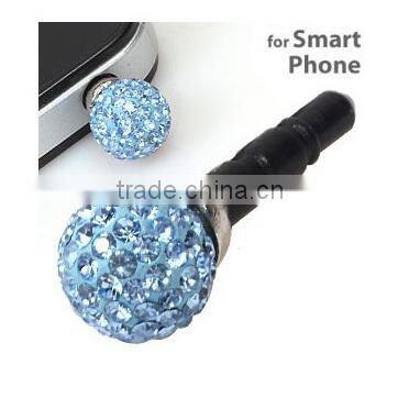 3.5mm rhinestone dust plug shamballa ball for Iphone4/5