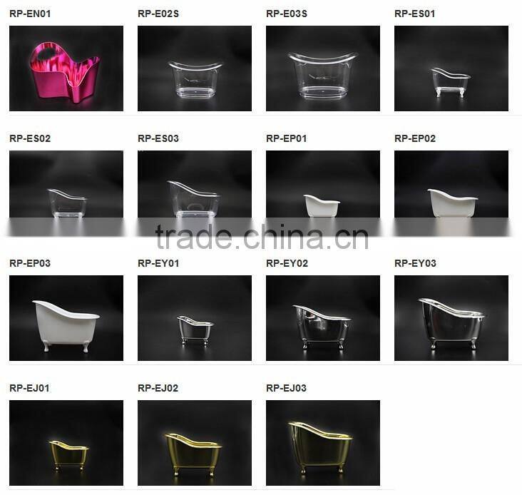 Plastic mini bathtub shape container golden/silver/red mini bathtub container