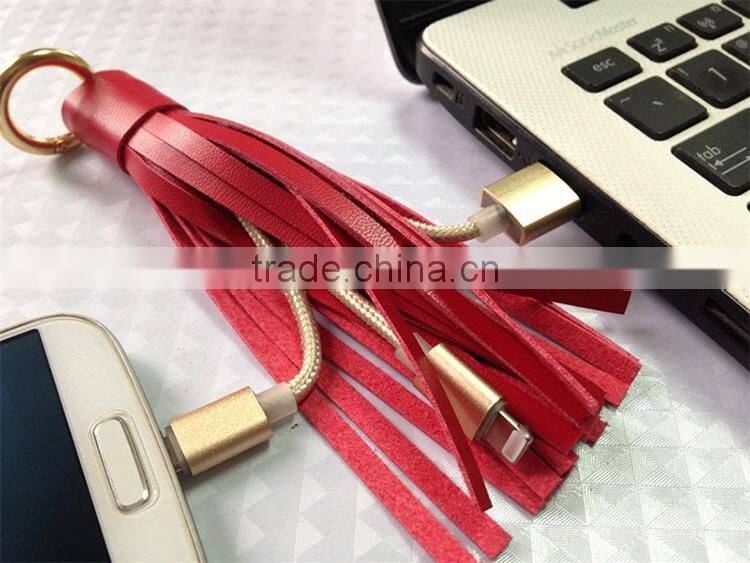 New Arrival Alibaba Leather Nylon Braided 2 in 1 Usb Cable For Iphone 5