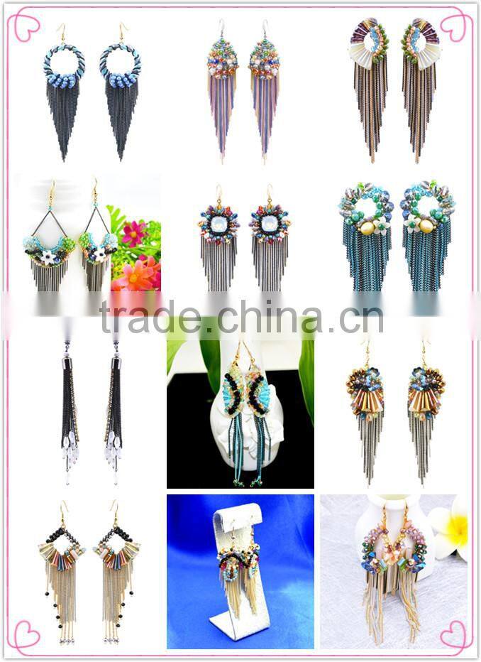 Hot sale new designs for women chain earring ,2015 Fashion design tassels earrings