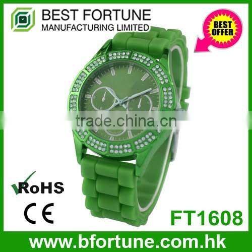 FT1326 Wholesale silicone band hot chrono watch from Hong Kong