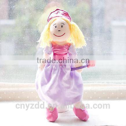 Fabric Rag Doll in Purple Skirt/ Plush Rag Doll 18" Tall Holding Magic Wand