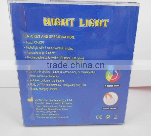 EN71-1-2-3 Touch on/off Baby night light with 7 colors
