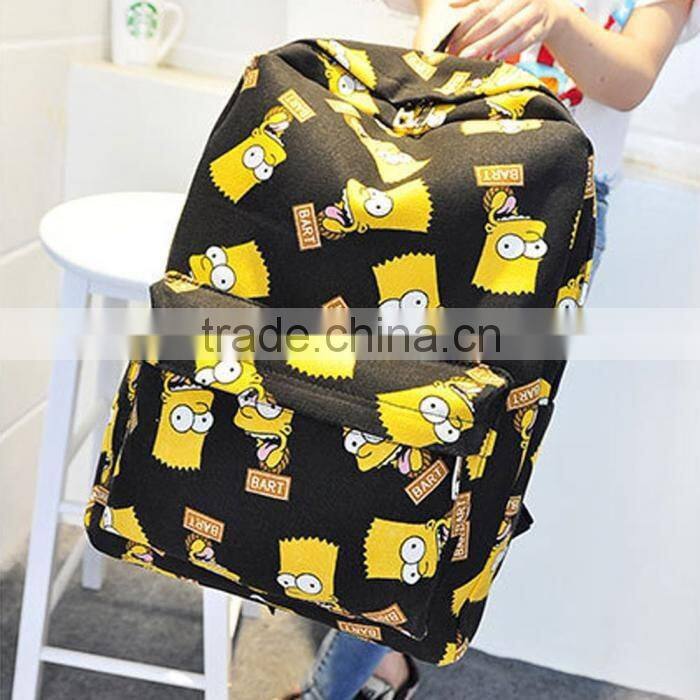 Cartoon School Shoulder Bag Simpson Printting Backpacks Canvas for Girls/Boys