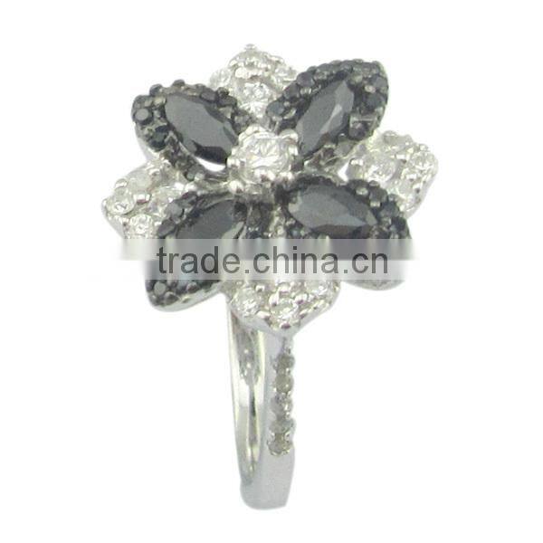flower 925 silver two-tone plating jewelry ring