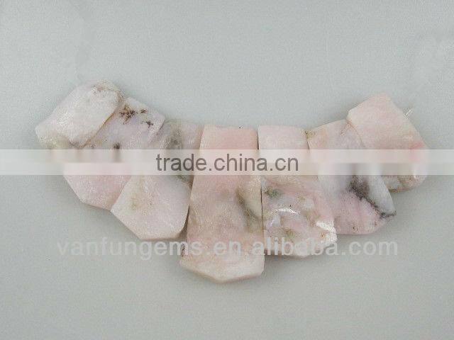 AA grade Pink Opal rectangle freeform besds for necklace