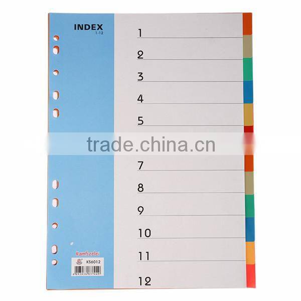 Wholesale A4 10 and 12 Pages PP Index Divider, Office Stationery 11 Hole Loose-leaf File