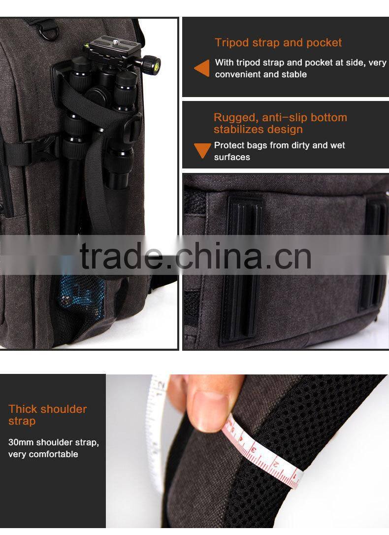 2016 Ergonomic design High quality Professional Camera bag Backpack Canvas Laptop bag