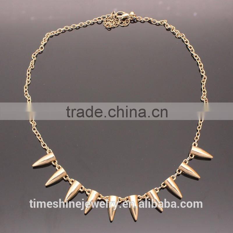 Fashion Jewelry Punk Spikes Gold Alloy Choker Necklace