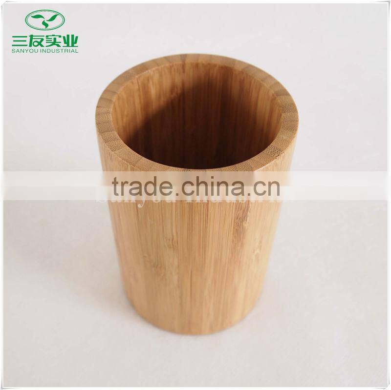 Round Natural Bamboo Brush Pot