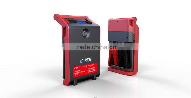 Carku 30000mAh car jump starter LCD displayer for diesel truck 12V/24V