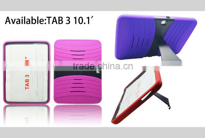 Coutinue Hot selling Heavy Duty Rugged impact case tough hard kickstand silicone rubber Case for Samsung Galaxy Tablet 3 10.1