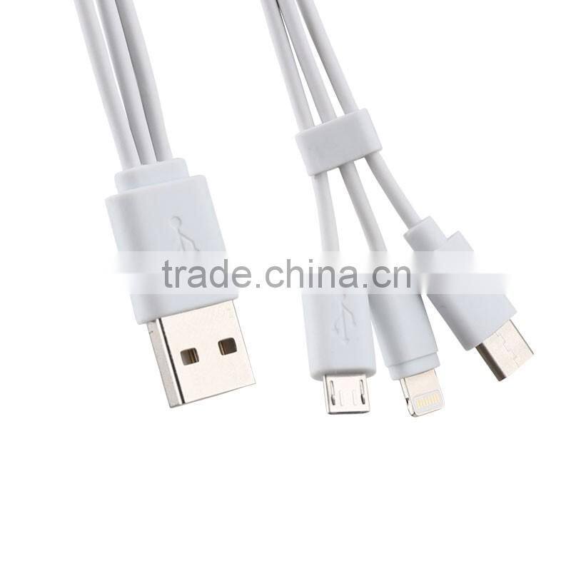 Manufacturer 3 in 1 multi-function 3 way usb data charging cable for samsung and Iphone