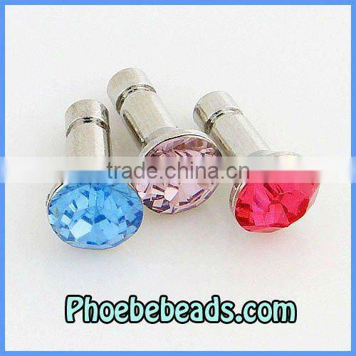 Wholesale White Black Cell Phone Dustproof Jack Cap Crystal Dust Plug Stopper Pave Rhinestone 3.5mm For Iphone4S Ipad MDP-C1005
