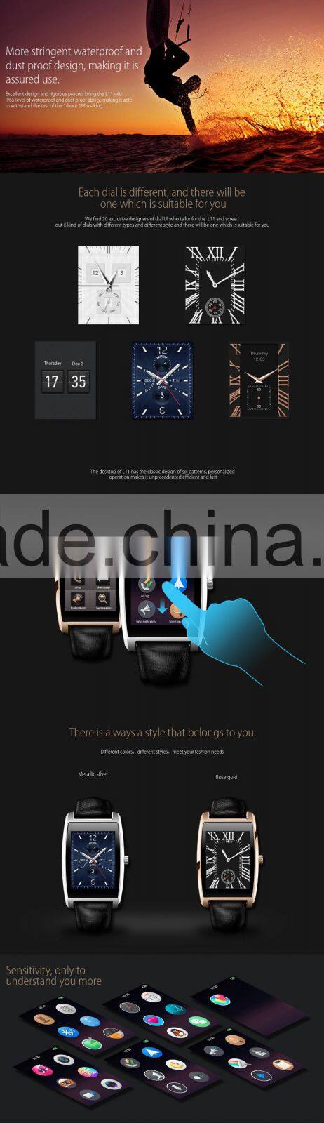 2016 New Smart Watch IP65 Waterproof with Heart Rate Monitor Smartwatch Premium