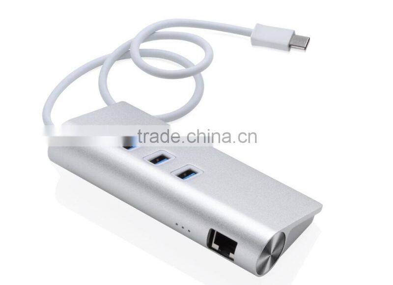 Type C USB 3.1 to 3 Port USB 3.0 with 10/100/1000 Gigabit Ethernet USB HUB