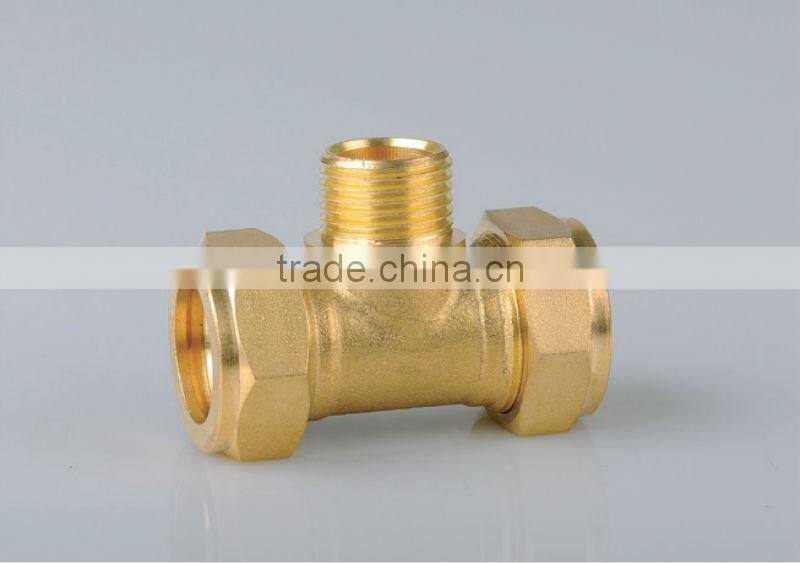 china supplier High Quality Fitting Connector Brass Compression Male Tee For Copper Pipe
