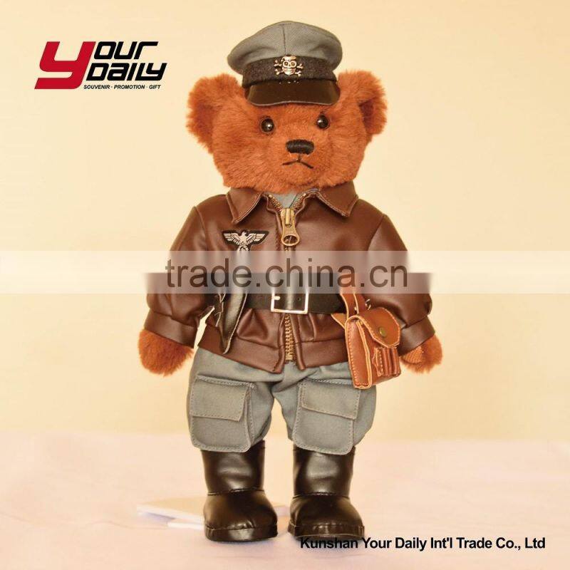 high quality stuffed plush teddy bear toys for uniform police man military pilot teddy