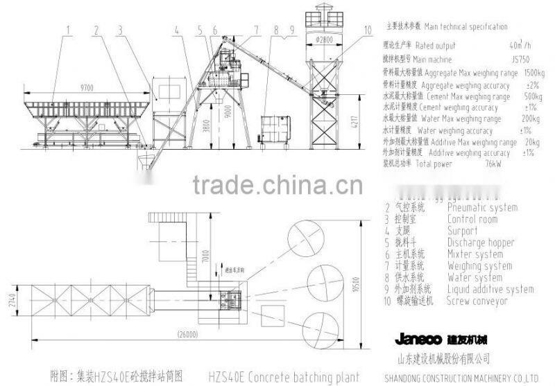 HZS40 E mini Concrete Mixing Plant Machine