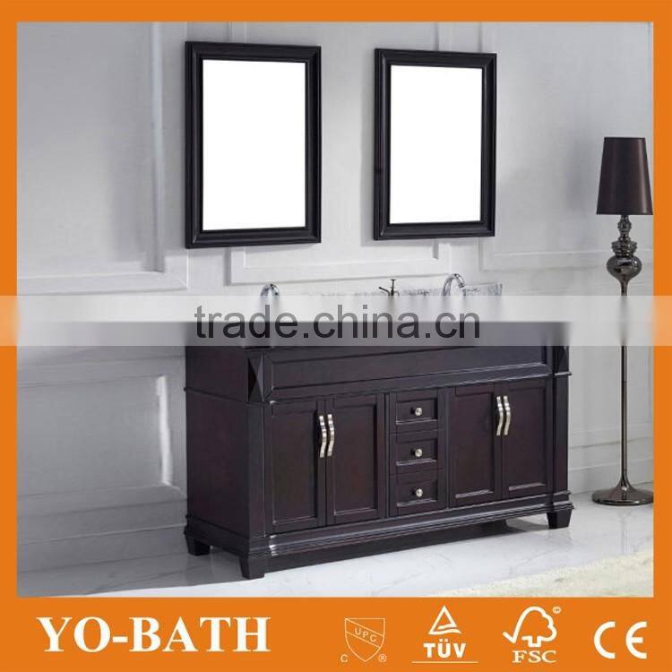 60 inch double sink traditional bathroom vanity with marble top