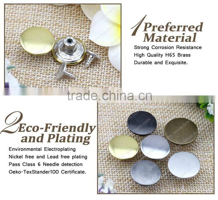 Hot Selling Metal Tack Buttons for Denim Metal Jeans Shank Button