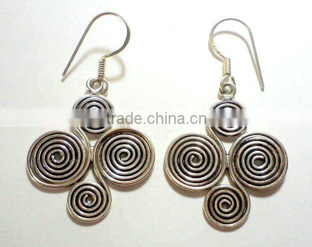 Oxidised Kite Shape Tribal 925 Solid Silver Earrings, Designer Sterling Silver Earrings, 925 Solid Sterling Silver Earrings