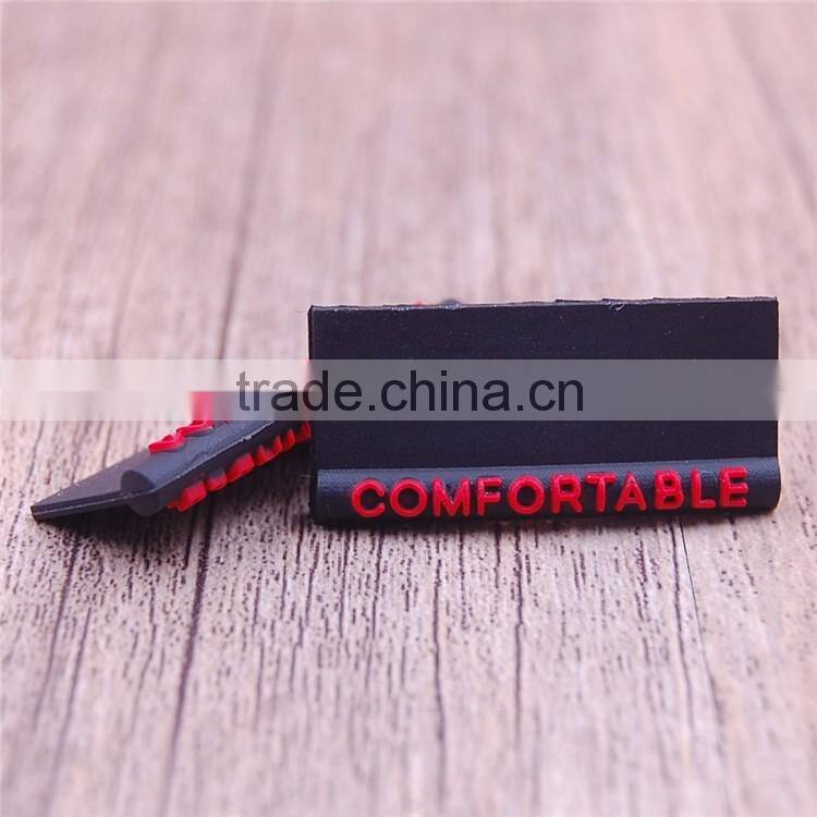 Custom wholesale red pvc labels tags for shirt clothing garment