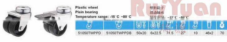European type bolt hole double brake Dual Wheel Casters