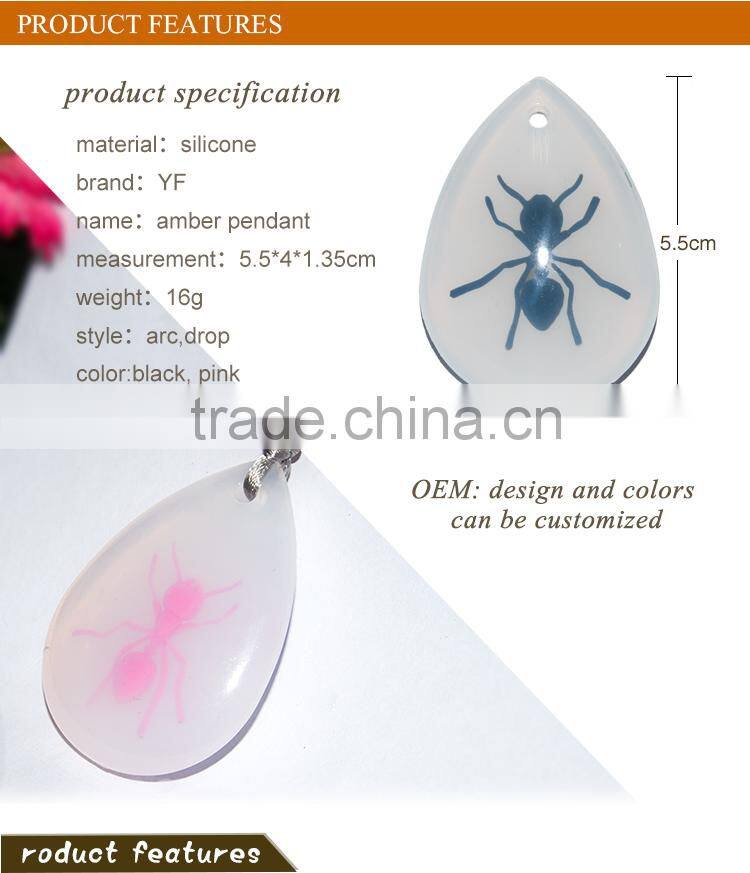Lovers couples personalized gifts heart fda silicone charms amber pendants