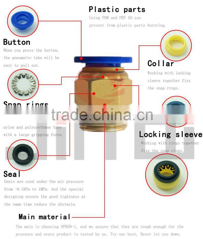 alibaba china manufacture brass pc model hose quick connect pneumatic pipe fitting/hose fitting/pipe connectors/pneumatic joints