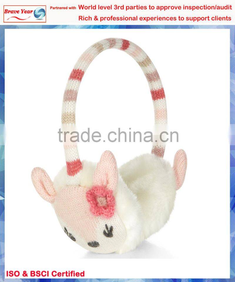 With 3D ears and flowers plush animal earmuffs,fashion cute cheap earmuffs,thermal earmuffs