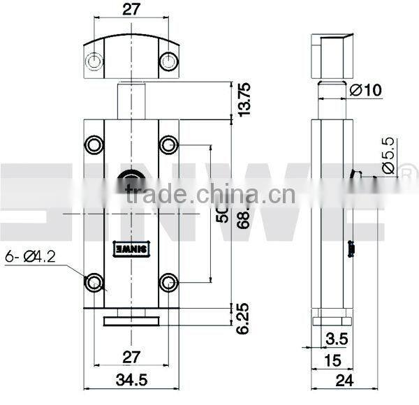 Chrome plated zinc button cabinet panel door lock latch plate
