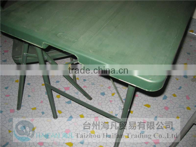 durable 122cmadjustable green troop plastic folding dining table and chair with lock/high quality plastic dining table for troop