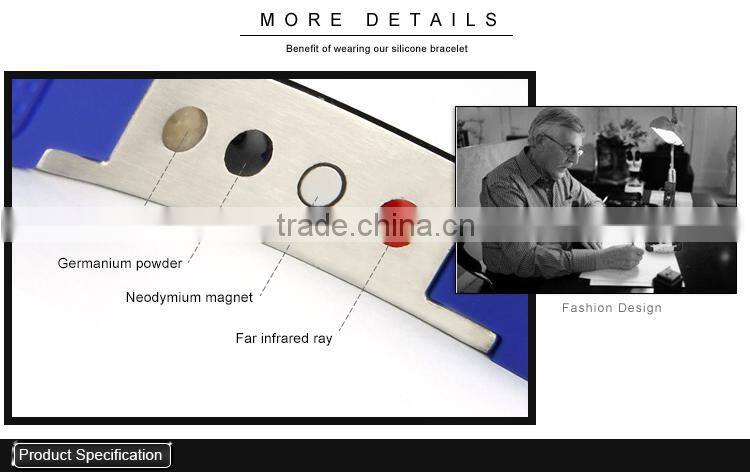 Fashion Power Jewelry 4 in 1 Bio Elements Energy Silicone Bracelet with Crystal Fitness Silicone Wrist Band