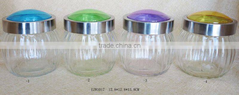 Good quality Different size Kitchen glass sugar bowl set with lid for sale