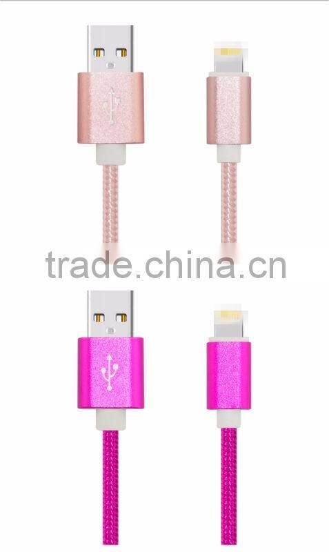 Top quality Mobile Phone USB Sync Data Cable 1m Nylon Data Line 2A Fast charge for Apple iPhones 5/5s/se/6/6s/6s plus/ipad mini