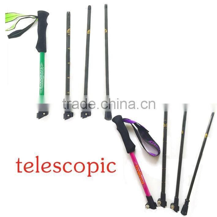 popular four sections carbon fiber telescopic trekking pole nordic walking stick